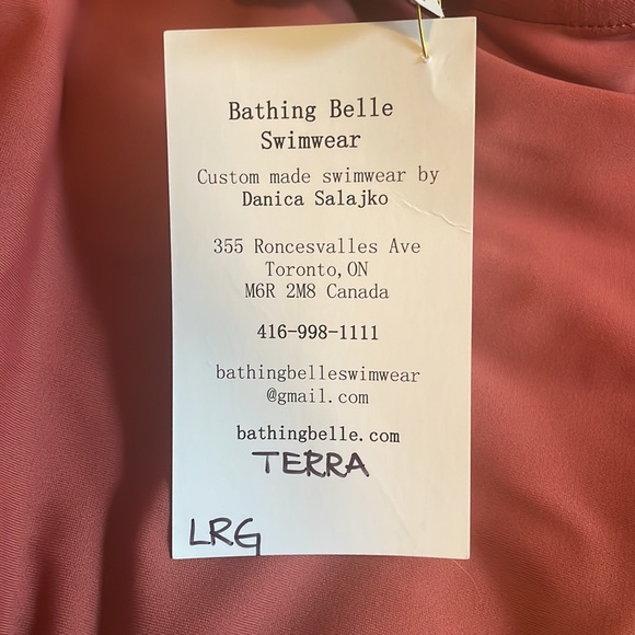 Bathing Belle tank crop style bikini top and high rise bottom, terra colour - Picture 6 of 6